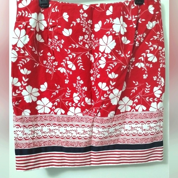 Ann Taylor Loft Floral Striped,Red White Black - Picture 2 of 13